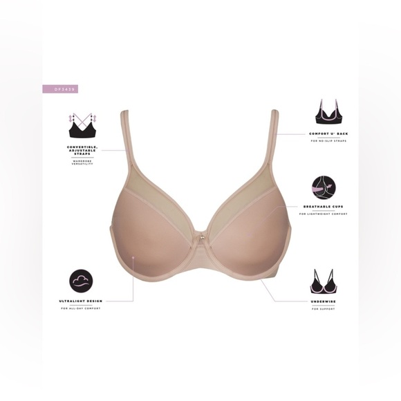 BALI
One Smooth U Illusion Neckline Bra 
IN Size 40DD - Picture 7 of 15